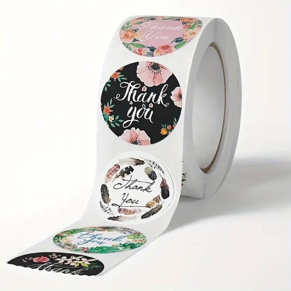 Multi Floral Pattern Thank You Stickers 500 - Picture 3 of 5